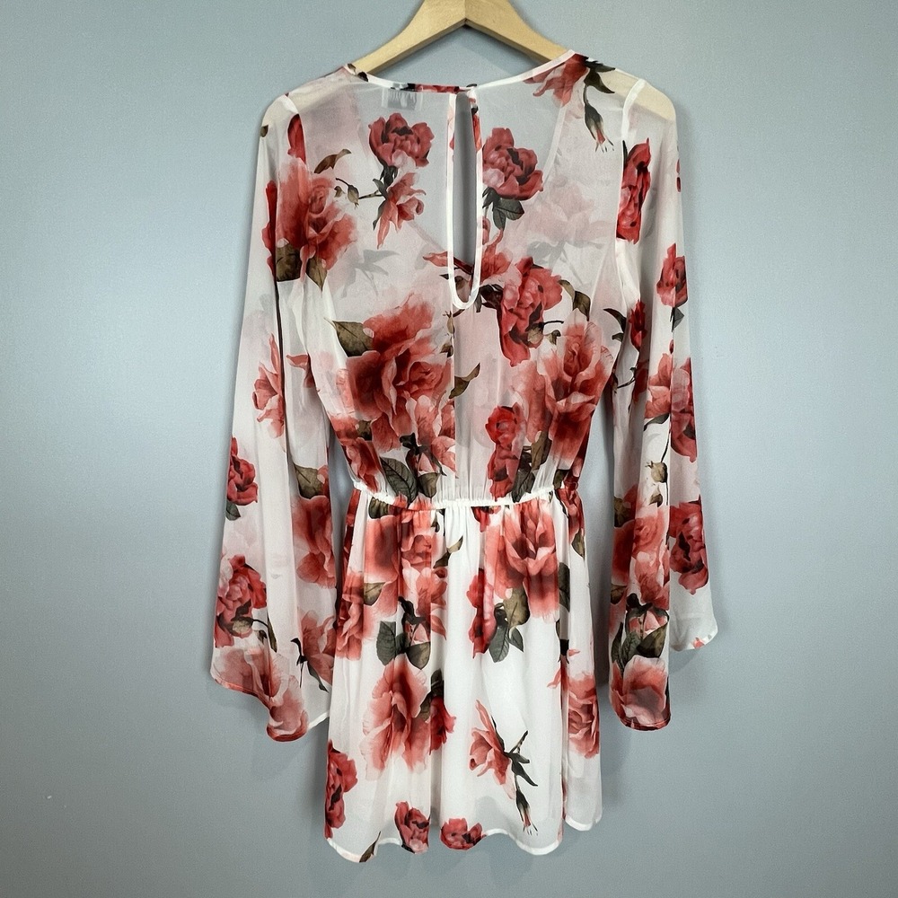 Show Me Your Mumu Runaway Mini Dress Rose Print Semi Sheer Size M - Picture 5 of 9
